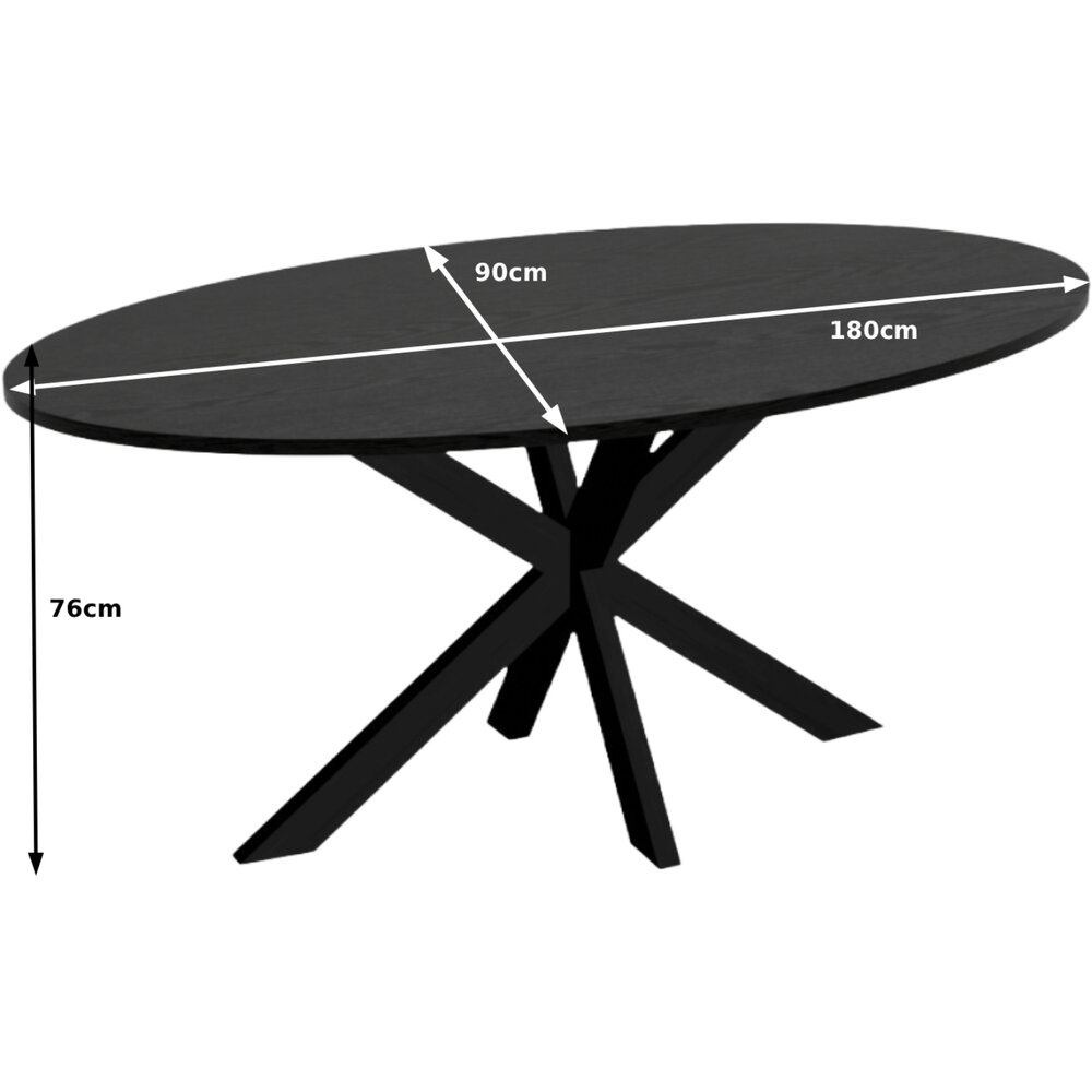 Eettafel ovaal 180cm Rato zwart ovale tafel