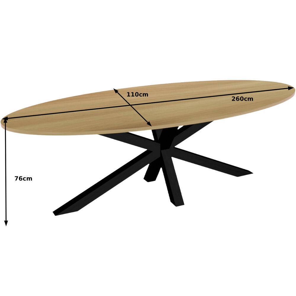 Eettafel ovaal 260cm Rato lichtbruin ovale tafel Eettafel ovaal 260cm Rato lichtbruin ovale tafel