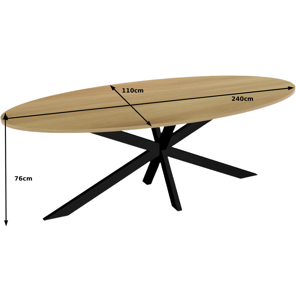 Eettafel ovaal 240cm Rato lichtbruin ovale tafel
