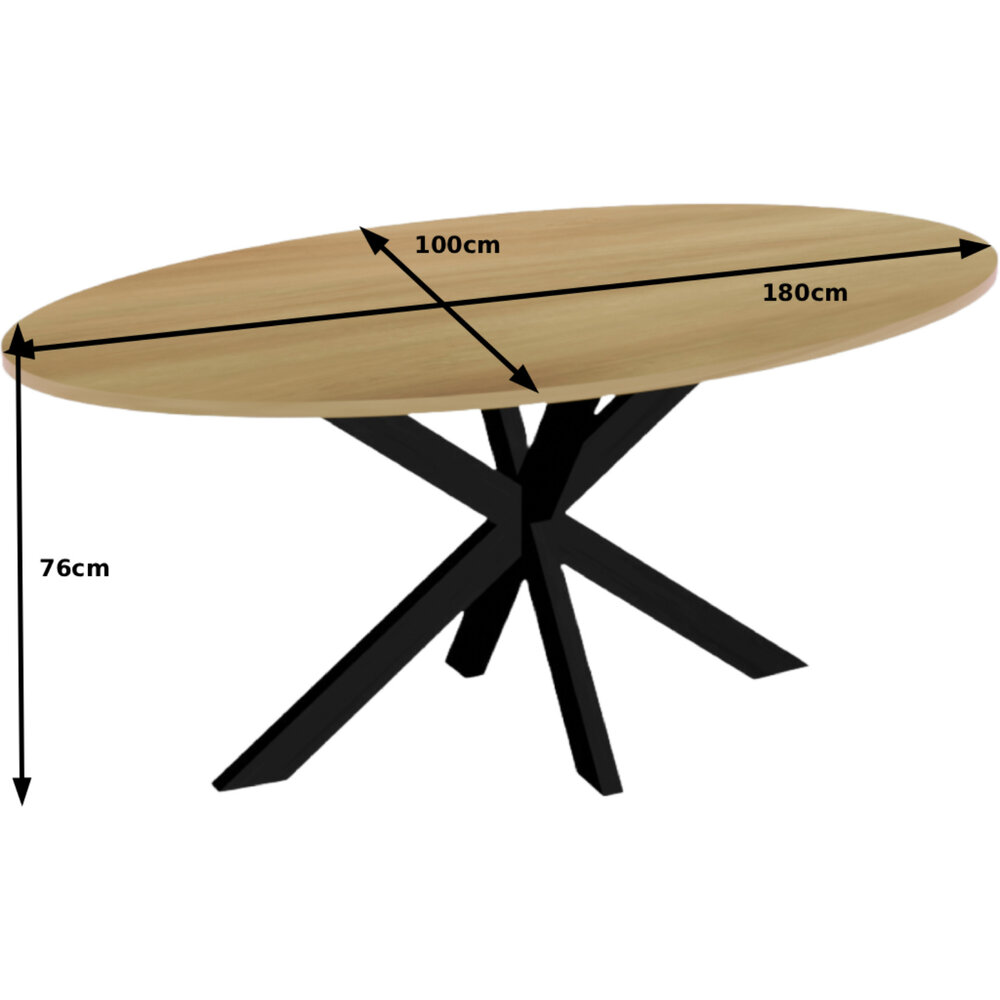 Eettafel ovaal 180cm Rato lichtbruin ovale tafel Eettafel ovaal 180cm Rato lichtbruin ovale tafel