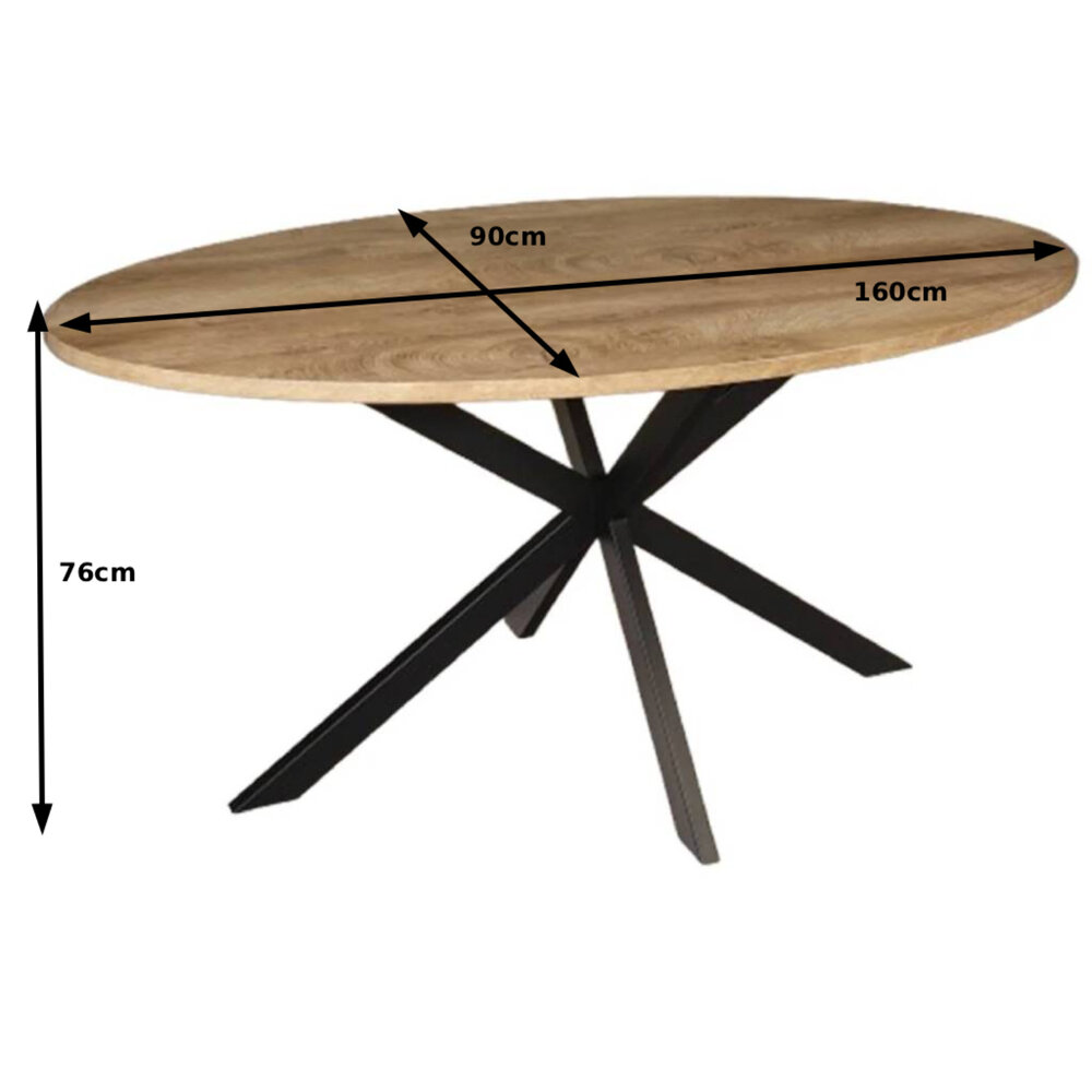 Eettafel ovaal 160cm Rato lichtbruin ovale tafel