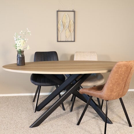 Lizzely Garden & Living Eettafel ovaal 160cm Twist lichtbruin ovale eettafel Lizzely Garden & Living Eettafel ovaal 160cm Twist lichtbruin ovale eettafel