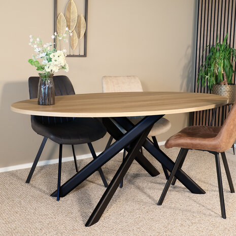 Lizzely Garden & Living Eettafel ovaal 160cm Twist lichtbruin ovale eettafel Lizzely Garden & Living Eettafel ovaal 160cm Twist lichtbruin ovale eettafel