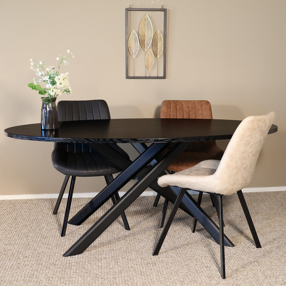 Eettafel ovaal 160cm Twist zwart ovale eettafel Eettafel ovaal 160cm Twist zwart ovale eettafel