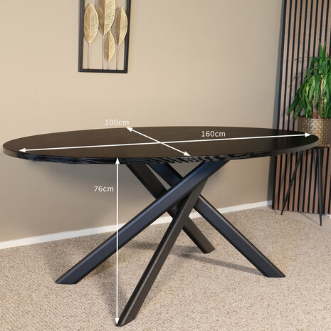Lizzely Garden & Living Eettafel ovaal 160cm Twist zwart ovale eettafel Lizzely Garden & Living Eettafel ovaal 160cm Twist zwart ovale eettafel