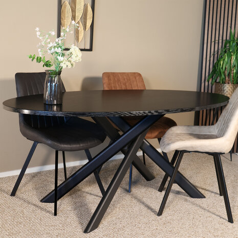 Lizzely Garden & Living Eettafel ovaal 160cm Twist zwart ovale eettafel Lizzely Garden & Living Eettafel ovaal 160cm Twist zwart ovale eettafel