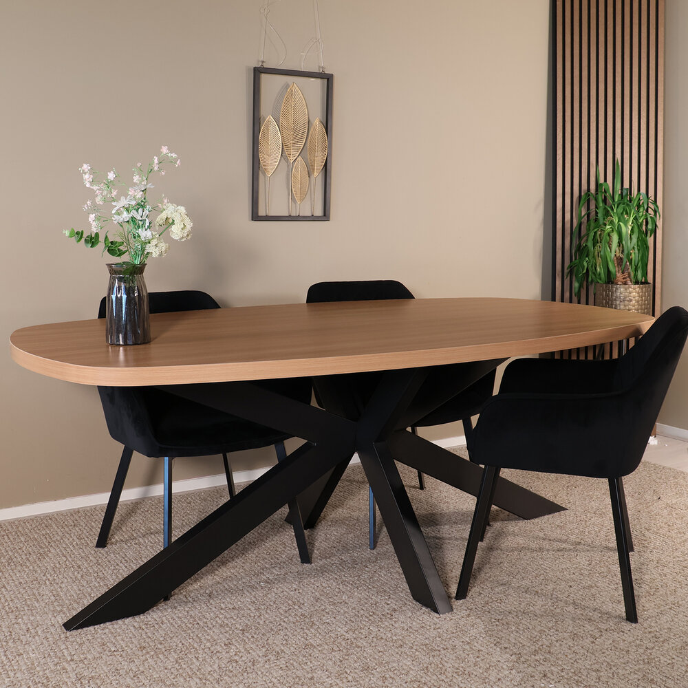 Eettafel Leco deens ovaal 300cm eiken melamine