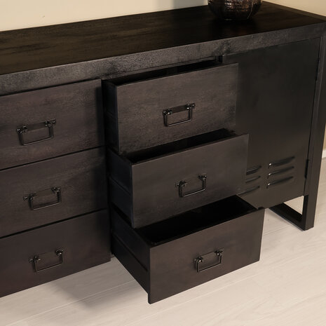 Lizzely Garden & Living 	Dressoir mangohout Jazzy zwart industrieel 180x85cm Lizzely Garden & Living 	Dressoir mangohout Jazzy zwart industrieel 180x85cm