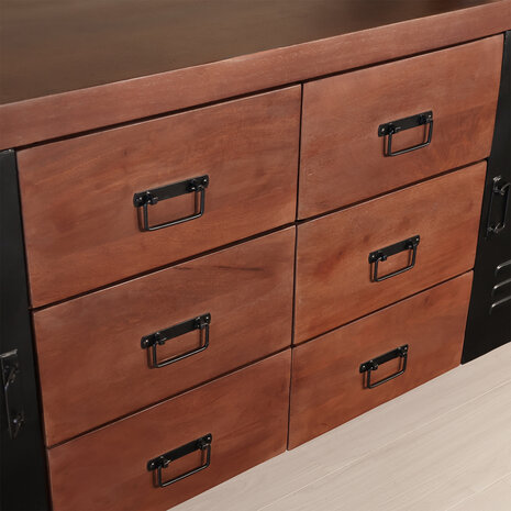 Lizzely Garden & Living 	Dressoir mangohout Jazzy walnoot industrieel 180x85cm Lizzely Garden & Living 	Dressoir mangohout Jazzy walnoot industrieel 180x85cm