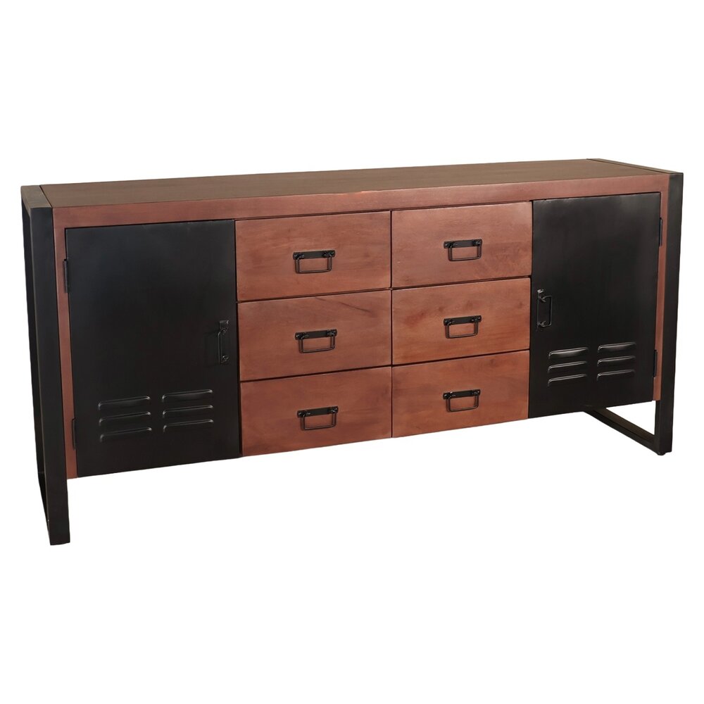 Dressoir mangohout Jazzy walnoot industrieel 180x85cm Dressoir mangohout Jazzy walnoot industrieel 180x85cm