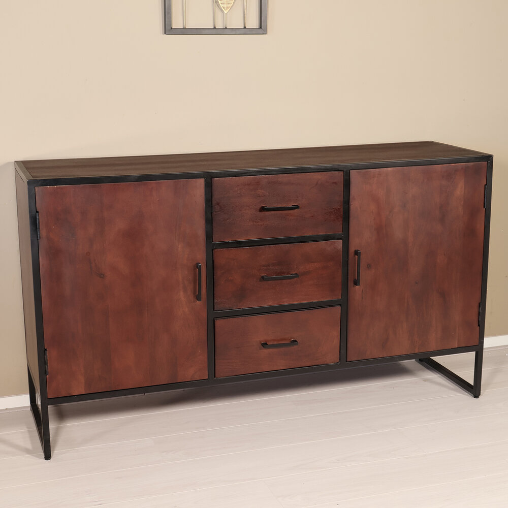 Dressoir mangohout 150cm walnoot bruin Daan Dressoir mangohout 150cm walnoot bruin Daan