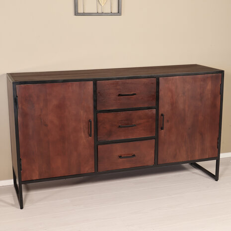 Lizzely Garden & Living Dressoir mangohout 150cm walnoot bruin Daan Lizzely Garden & Living Dressoir mangohout 150cm walnoot bruin Daan