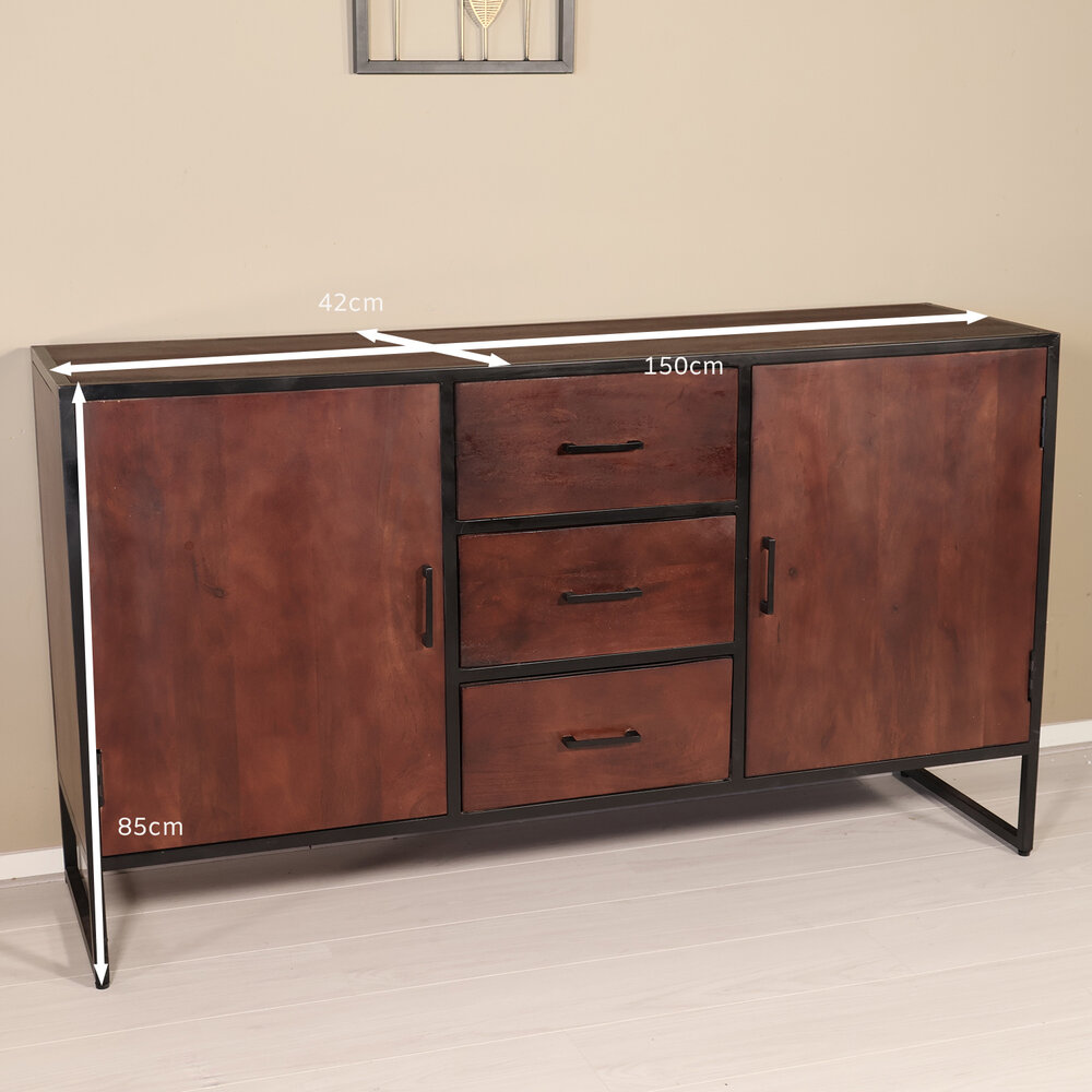 Dressoir mangohout 150cm walnoot bruin Daan Dressoir mangohout 150cm walnoot bruin Daan
