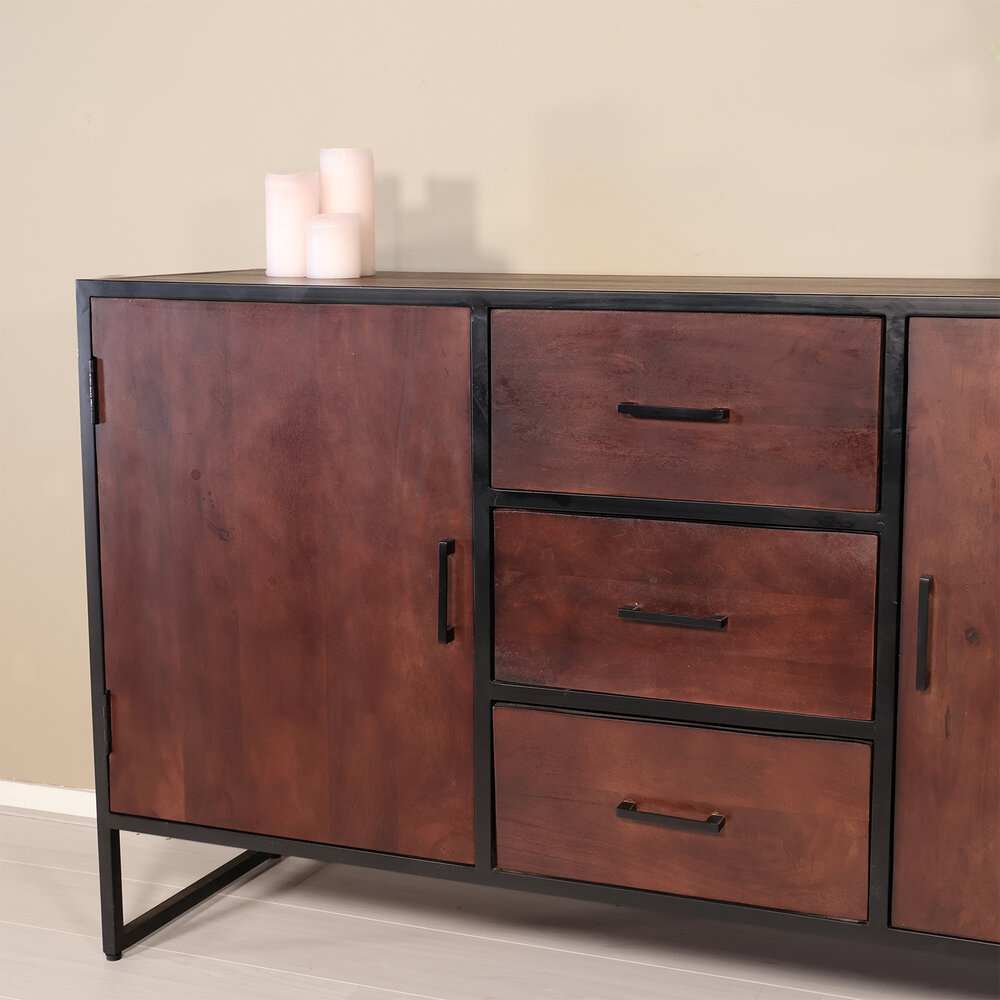 Dressoir mangohout 150cm walnoot bruin Daan Dressoir mangohout 150cm walnoot bruin Daan