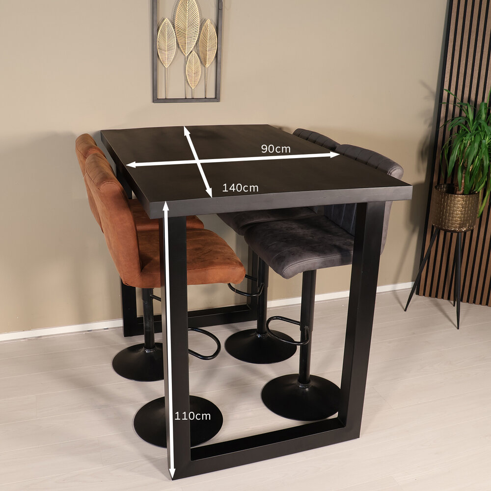 Bartafel Pixie 140cm zwart mangohout