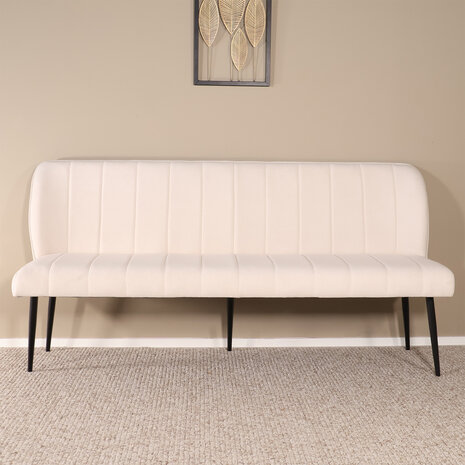 Lizzely Garden & Living Eetkamerbank 180cm Sally velvet creme 3 zits bank Lizzely Garden & Living Eetkamerbank 180cm Sally velvet creme 3 zits bank