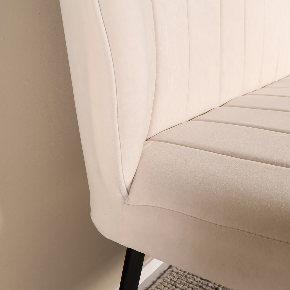 Eetkamerbank 180cm Sally velvet creme 3 zits bank Eetkamerbank 180cm Sally velvet creme 3 zits bank