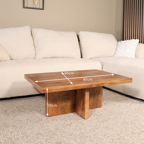 Lizzely Garden & Living Salontafel 85cm mangohout Tori bruin Lizzely Garden & Living Salontafel 85cm mangohout Tori bruin