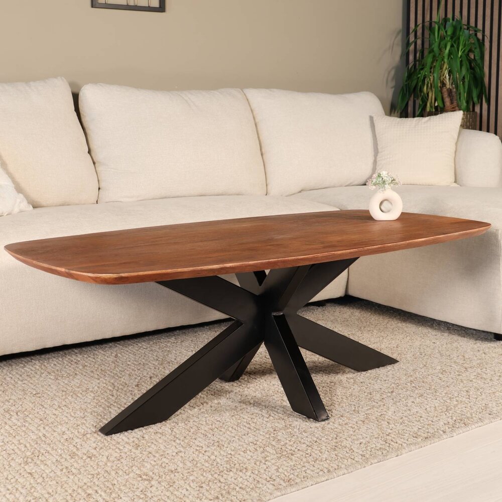 Salontafel deens ovaal mangohout 130cm Livy bruin