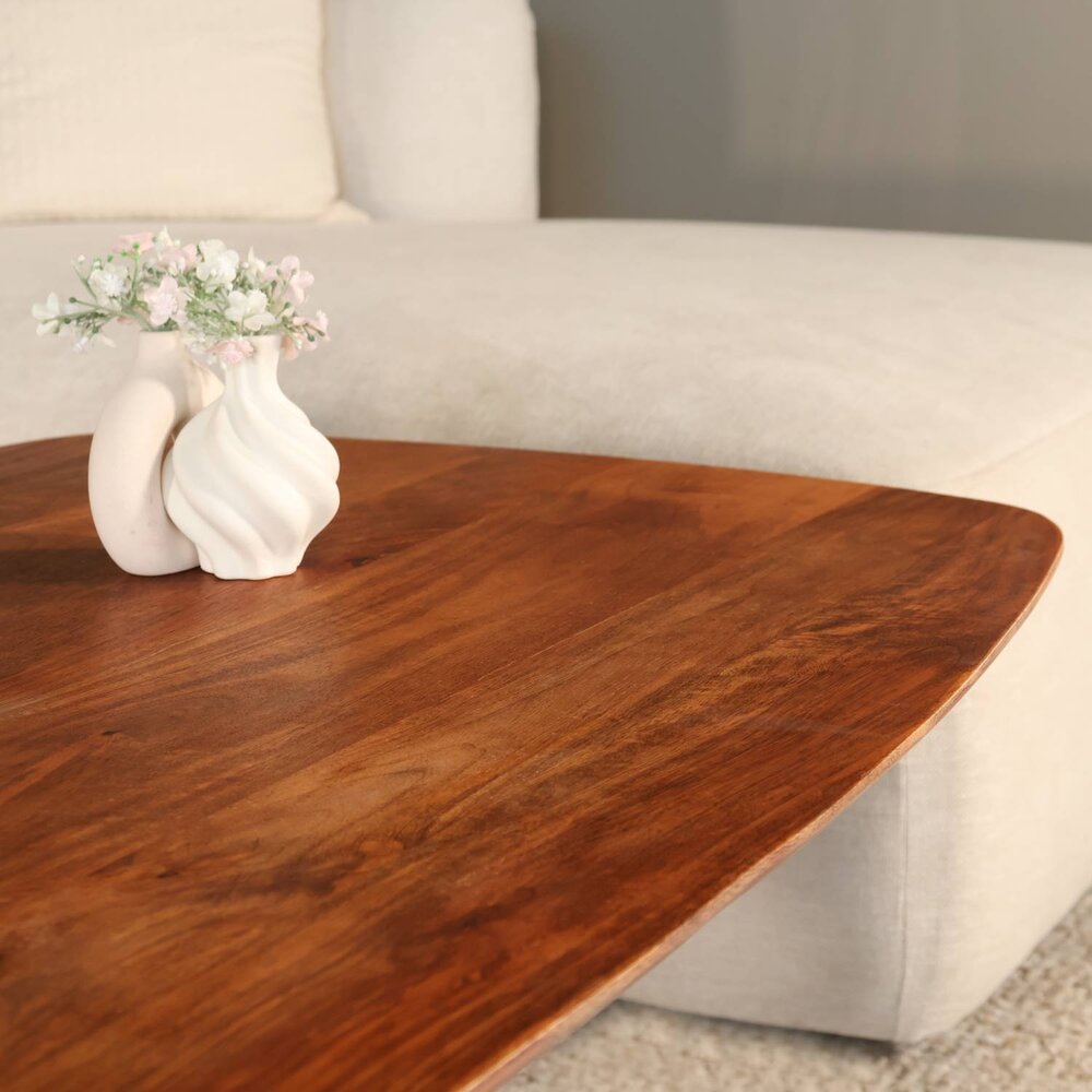 Salontafel deens ovaal mangohout 130cm Livy bruin