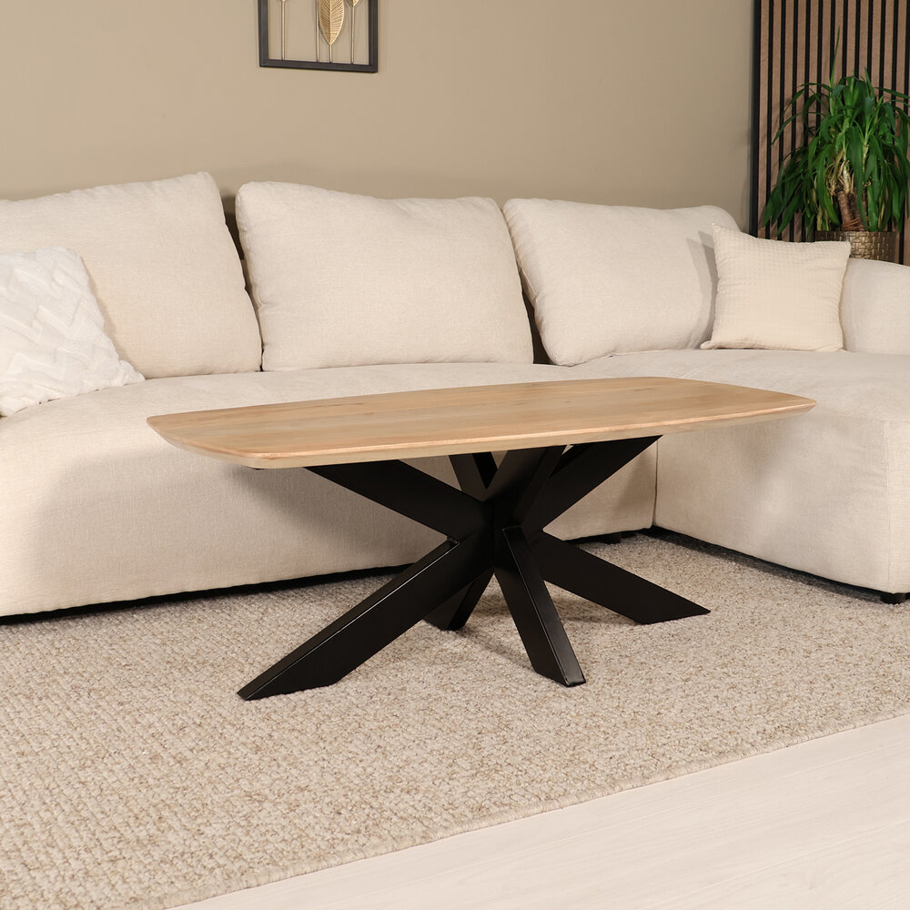 Salontafel deens ovaal mangohout 120cm Livy lichtbruin