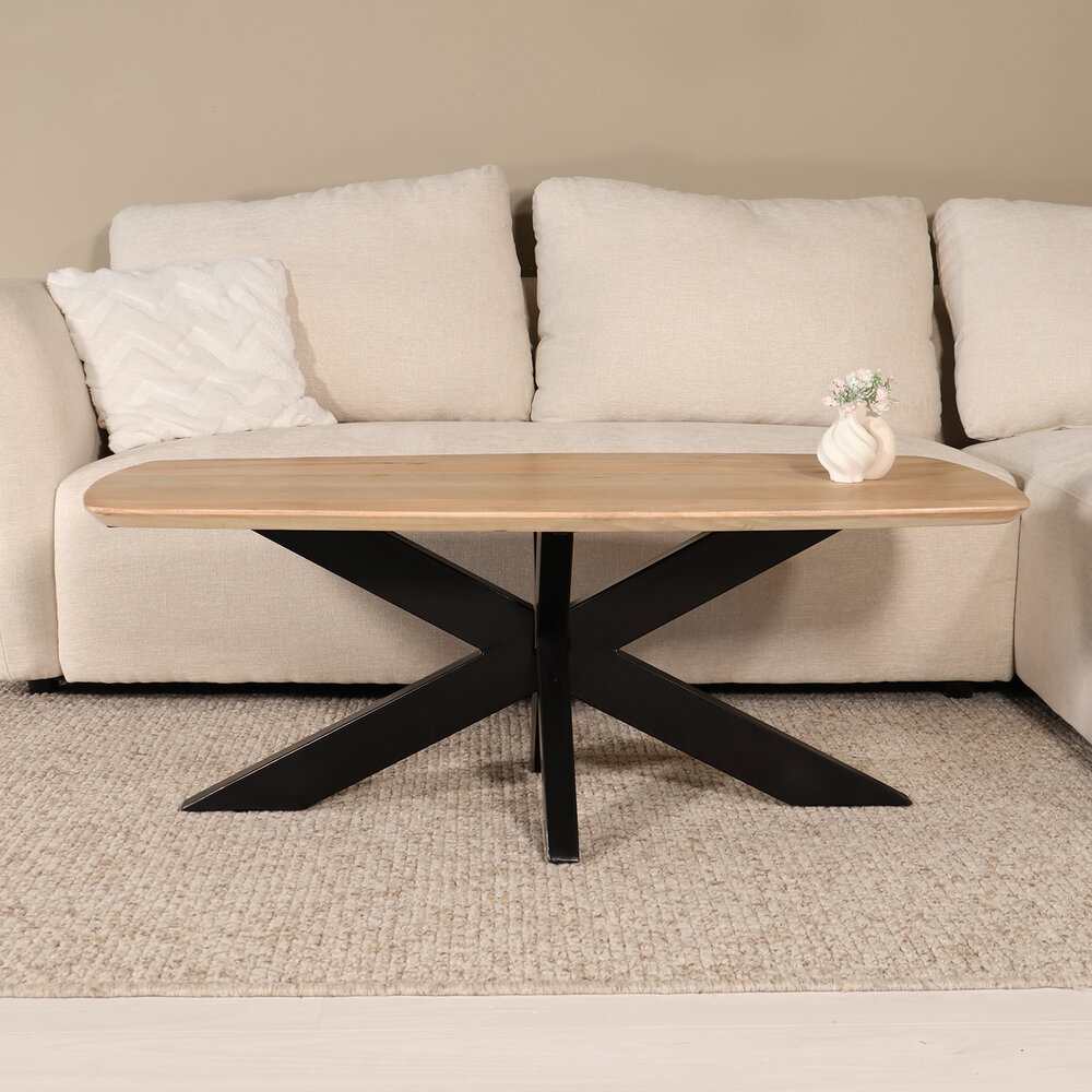 Salontafel deens ovaal mangohout 120cm Livy lichtbruin