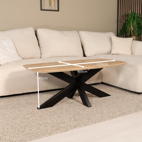 Lizzely Garden & Living Salontafel deens ovaal mangohout 120cm Livy lichtbruin
