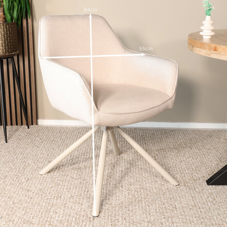 Lizzely Garden & Living Eetkamerstoel draaibaar beige Lies met beige poot Lizzely Garden & Living Eetkamerstoel draaibaar beige Lies met beige poot