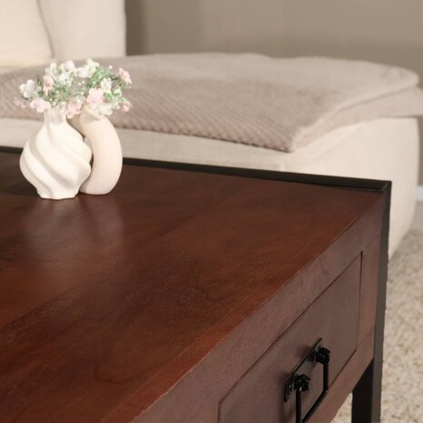 Lizzely Garden & Living Salontafel rechthoekig met lades walnoot bruin mangohout 120cm Kai Lizzely Garden & Living Salontafel rechthoekig met lades walnoot bruin mangohout 120cm Kai