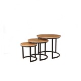 Lizzely Garden & Living Salontafel rond 3delig lichtbruin mangohout Jaell Lizzely Garden & Living Salontafel rond 3delig lichtbruin mangohout Jaell