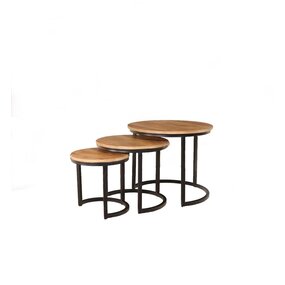Lizzely Garden & Living Salontafel rond 3delig lichtbruin mangohout Jaell Lizzely Garden & Living Salontafel rond 3delig lichtbruin mangohout Jaell