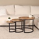 Lizzely Garden & Living Salontafel rond 3delig lichtbruin mangohout Jaell