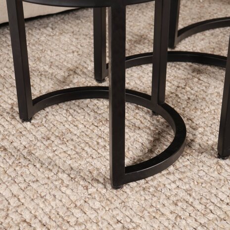 Lizzely Garden & Living Salontafel rond 3delig lichtbruin mangohout Jaell