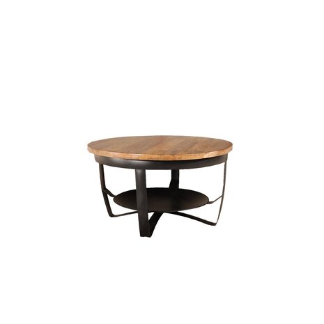 Lizzely Garden & Living Salontafel rond mangohout Tycho bruin 70cm