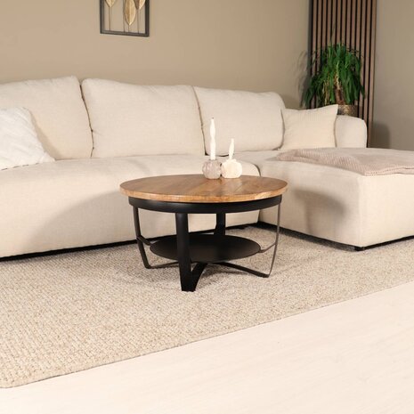 Lizzely Garden & Living Salontafel rond mangohout Tycho bruin 70cm