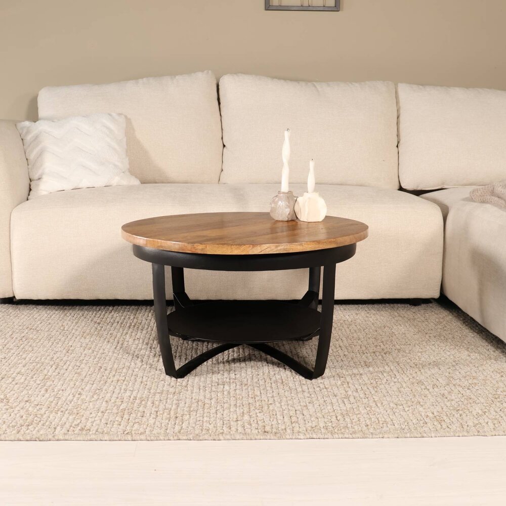 Salontafel rond mangohout Tycho bruin 70cm