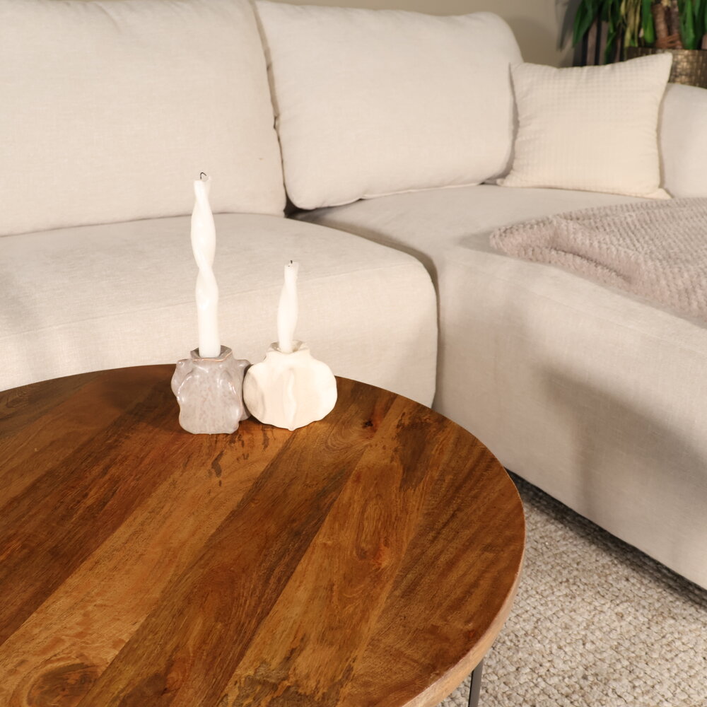 Salontafel rond mangohout Tycho bruin 70cm