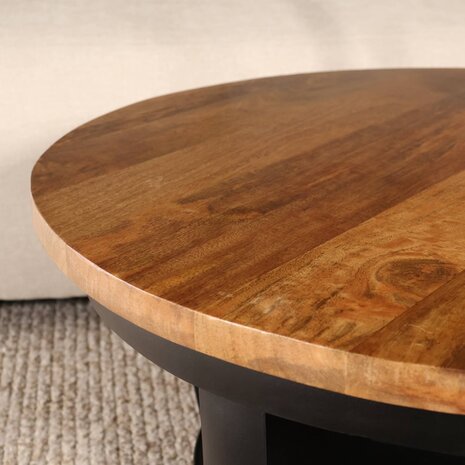 Lizzely Garden & Living Salontafel rond mangohout Tycho bruin 70cm