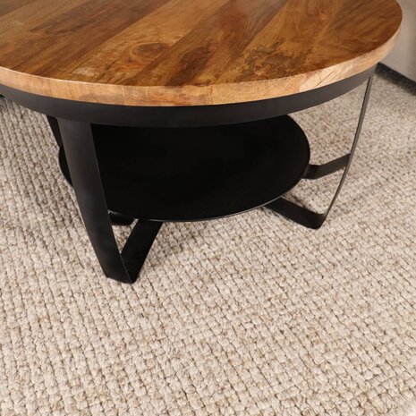 Lizzely Garden & Living Salontafel rond mangohout Tycho bruin 70cm