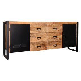 Lizzely Garden & Living Dressoir mangohout Jazzy bruin zwart ladekast industrieel 200x85cm duurzaam mango kast Lizzely Garden & Living Dressoir mangohout Jazzy bruin zwart ladekast industrieel 200x85cm duurzaam mango kast