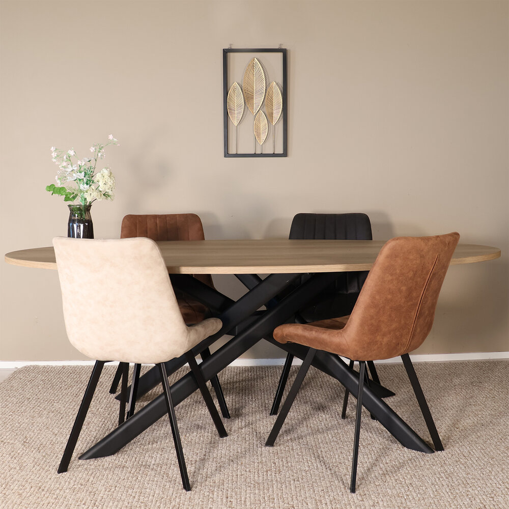 Eettafel ovaal 210cm Twist lichtbruin ovale eettafel Eettafel ovaal 210cm Twist lichtbruin ovale eettafel