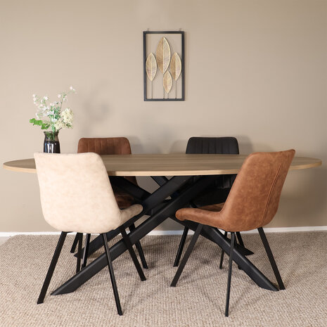 Lizzely Garden & Living Eettafel ovaal 210cm Twist lichtbruin ovale eettafel Lizzely Garden & Living Eettafel ovaal 210cm Twist lichtbruin ovale eettafel