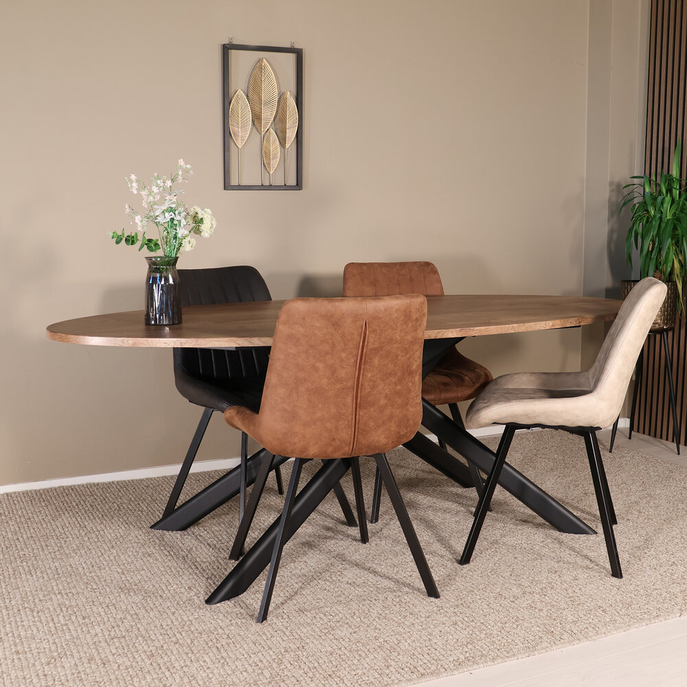 Eettafel ovaal 210cm Twist bruin ovale eettafel Eettafel ovaal 210cm Twist bruin ovale eettafel