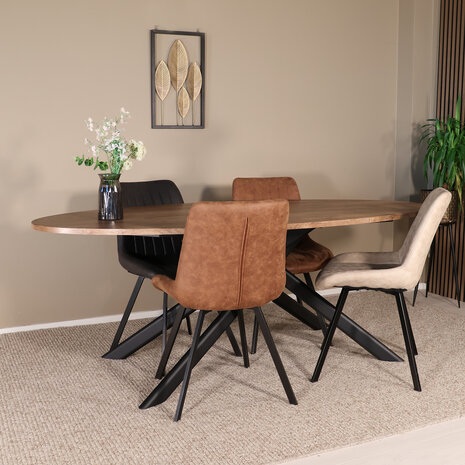 Lizzely Garden & Living Eettafel ovaal 210cm Twist bruin ovale eettafel Lizzely Garden & Living Eettafel ovaal 210cm Twist bruin ovale eettafel