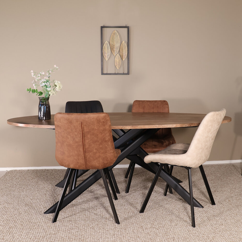 Eettafel ovaal 210cm Twist bruin ovale eettafel Eettafel ovaal 210cm Twist bruin ovale eettafel