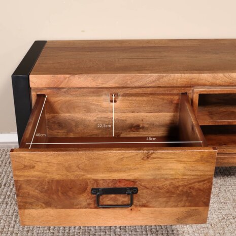 Lizzely Garden & Living TV meubel industrieel Avelyn bruin mangohout 160cm lengte Lizzely Garden & Living TV meubel industrieel Avelyn bruin mangohout 160cm lengte