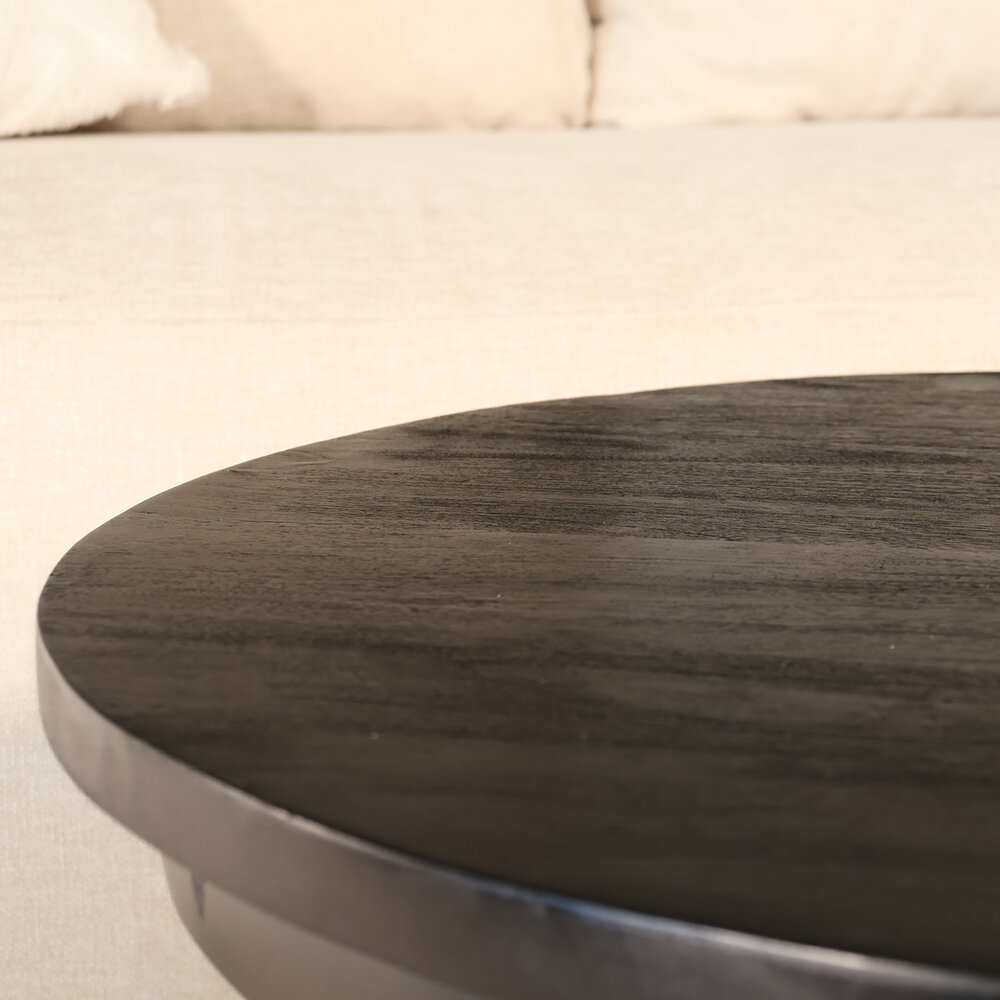 Salontafel rond mangohout Tycho zwart 70cm Salontafel rond mangohout Tycho zwart 70cm
