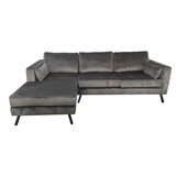 Lizzely Garden & Living Hoekbank Hilde 270cm donkergrijs velvet links