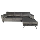 Lizzely Garden & Living Hoekbank Hilde 270cm donkergrijs velvet rechts