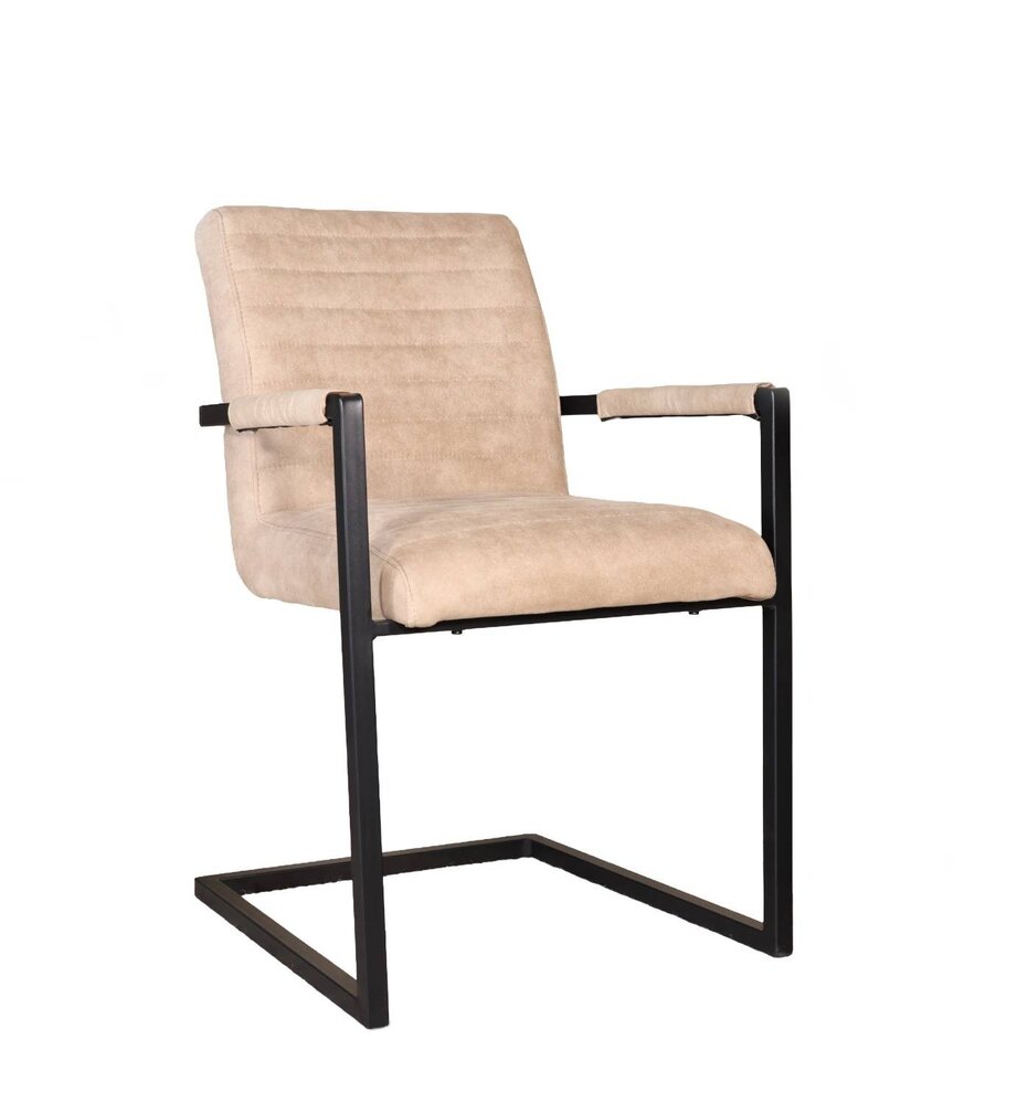 Eetkamerstoel met armleuning zand microvezel Noor
